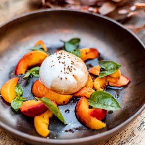 PEACH AND BURRATA